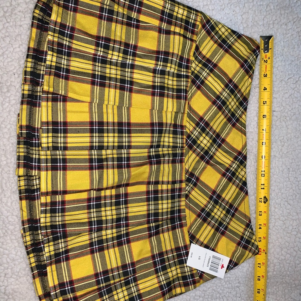 Royal Bones Yellow Plaid Skirt - Large